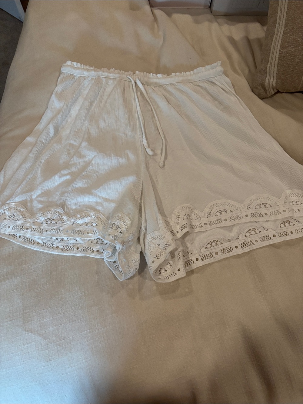 Aerie White High Waist Lace Trim Shorts - Picture 7 of 8